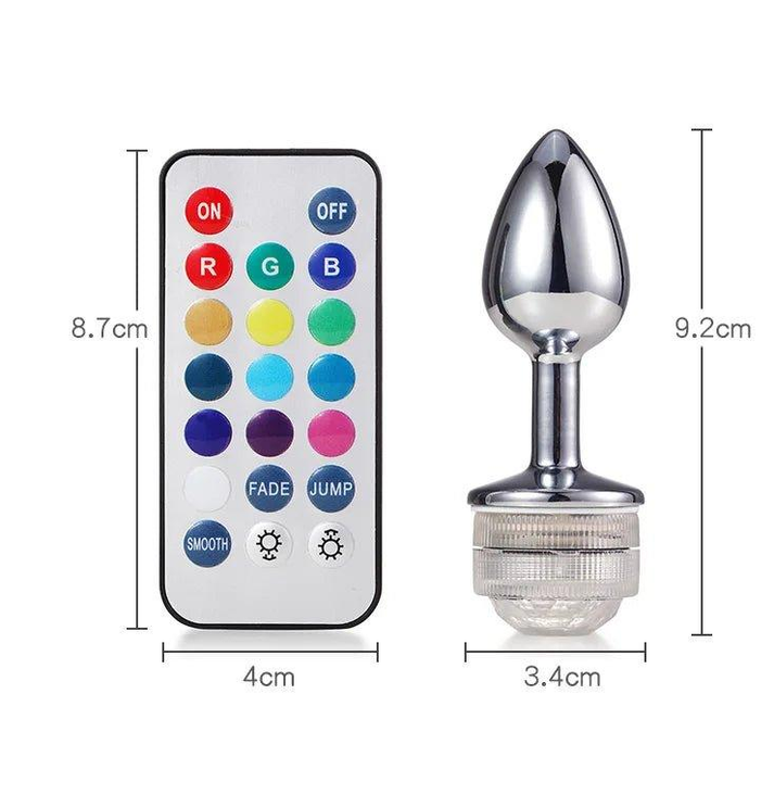 Wireless Remote Control Metal Luminous Anal Plug Prostate Massage Butt Plug with LED Anal Tail Sex Toy Adult Products — view 5
