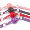 4 Colors Faux Leather Mouth Gag Adjustable Plastic Ball - product image