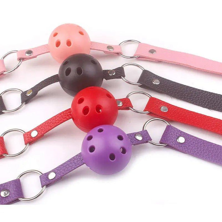 4 Colors Faux Leather Mouth Gag Adjustable Plastic Ball Adult Flirting Fetish Roleplay Game Props Couples BDSM Bondage