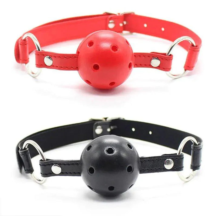 4 Colors Faux Leather Mouth Gag Adjustable Plastic Ball Adult Flirting Fetish Roleplay Game Props Couples BDSM Bondage — view 2