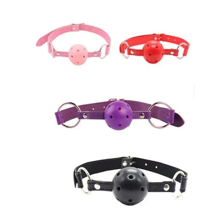 4 Colors Faux Leather Mouth Gag Adjustable Plastic Ball Adult Flirting Fetish Roleplay Game Props Couples BDSM Bondage — view 4