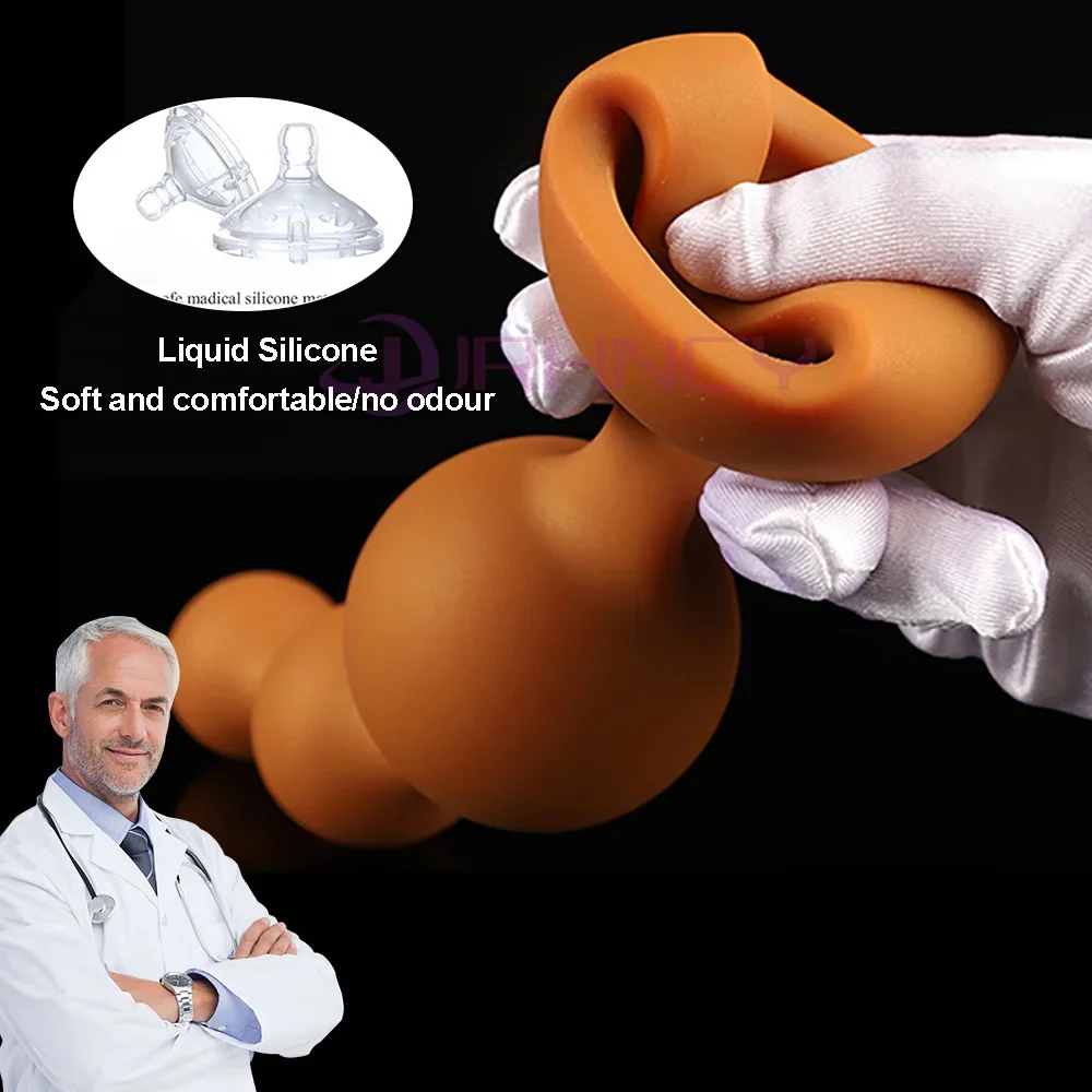 S - XXL Anal Beads Huge 9cm Anal Plug Soft Liquid Silicone - detail view