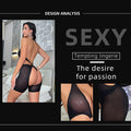 Sexy See-Through Uniform One-Piece Mesh Pants and Tights Women's European and American Spliced Lace-Up Mesh Clothing — view 2
