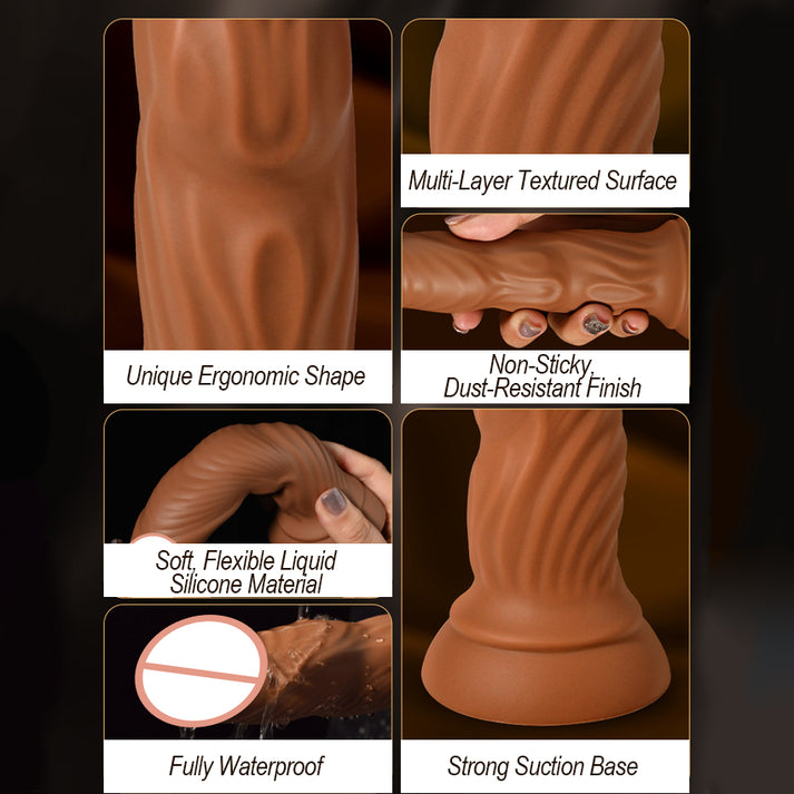 Waterproof Liquid Silicone Intimate Vibrator with Suction Base & Textured Surface — view 10