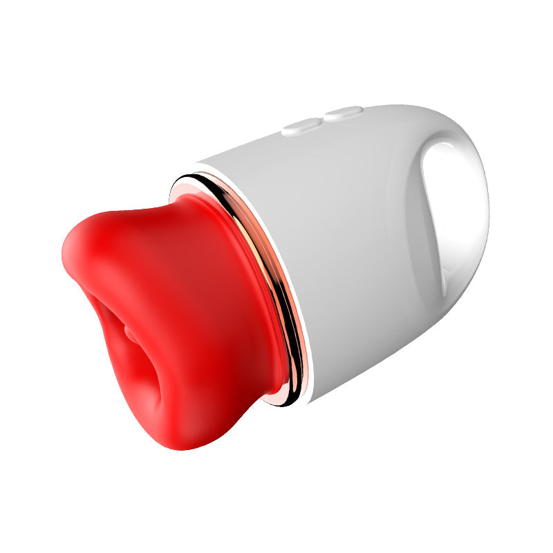 10-speed oral suction clitoral vibrator — red soft suction mouth with strong vacuum stimulation (feature close-up)