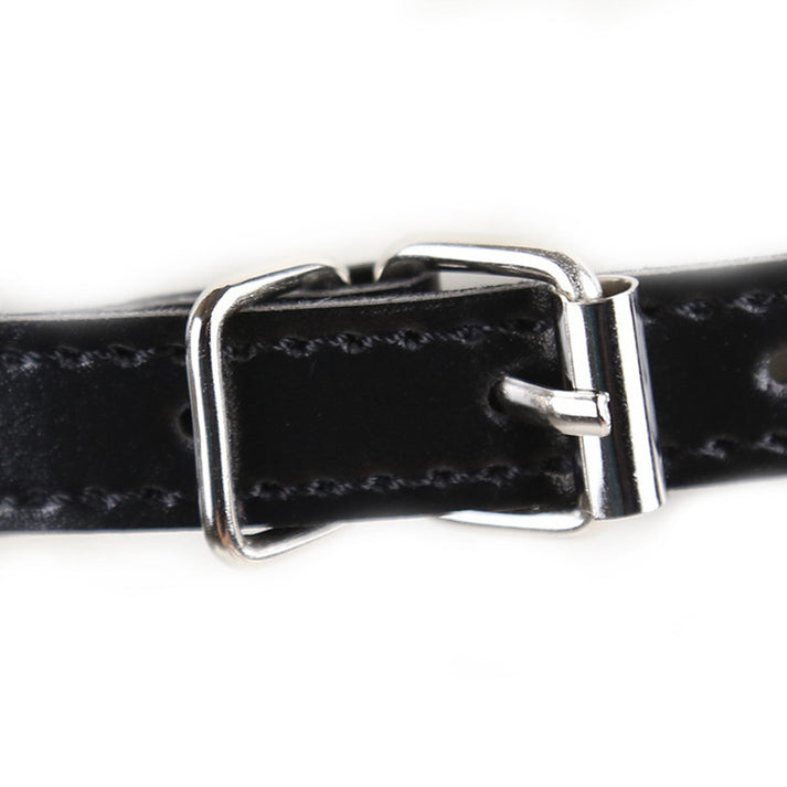 Black Leather Soft Ball Gag & Blindfold Set — view 2