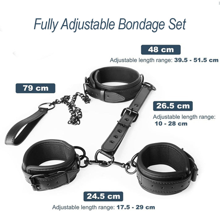 PU Leather Bondage Set – Cuffs, Collar & Lead Chain Combo — view 6
