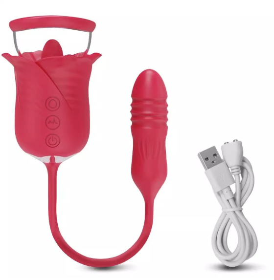 Rose Sucking Telescopic Vibrator - alternate view