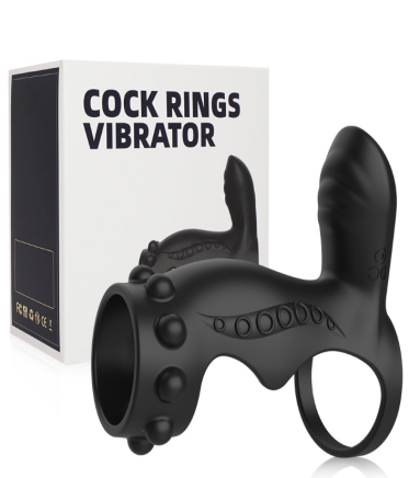 Vibrating cock ring with insertable textured extension