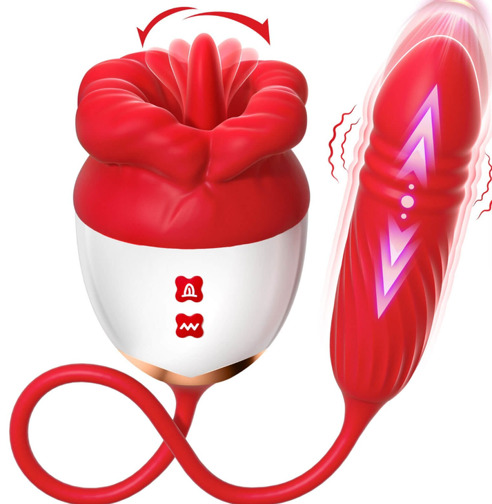 Rose Kiss and Bitting Thrusting Clitoris and G-Spot Vibrator