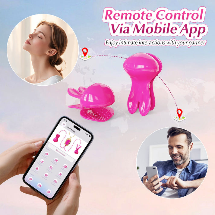 APP - Controlled Rabbit Necklace Nipple Clamps | SM - alternate view