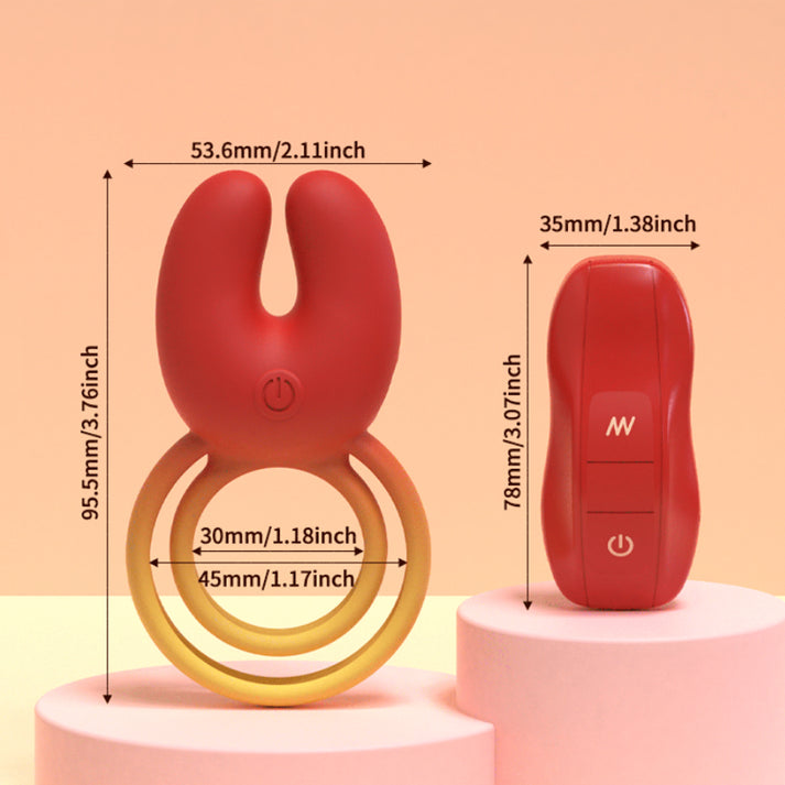 Full Enclosed Silicone Nipple Stimulator & Couples Vibrating Ring with Remote Control — view 2