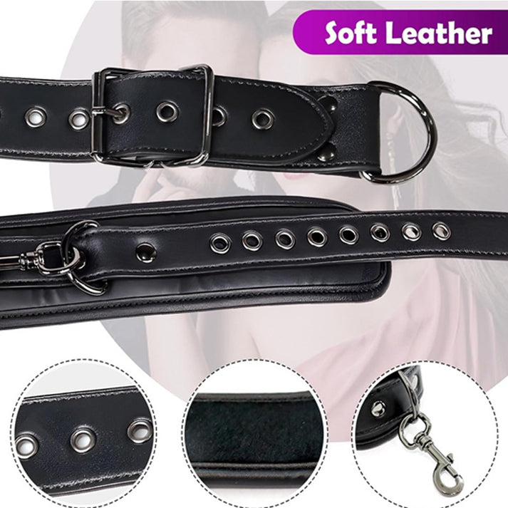 PU Leather Bondage Set – Cuffs, Collar & Lead Chain Combo — view 7
