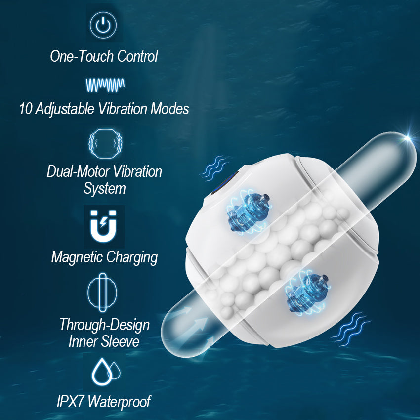 IPX7 Waterproof, 10 Vibration Modes Training Masturbator with Pressure Function