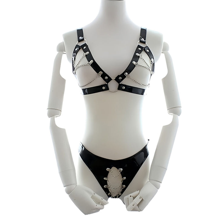 Open-Back Chain Patent Leather Lingerie — view 7