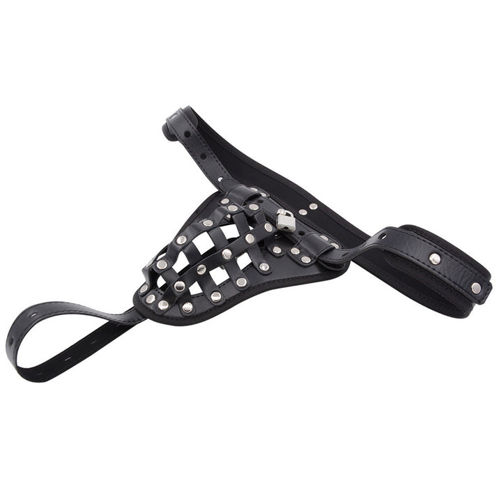 Lockable Leather Chastity Pouch with Strap — view 7