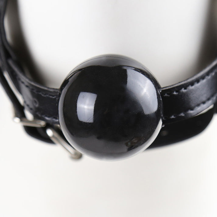 Black Leather Soft Ball Gag & Blindfold Set — view 3