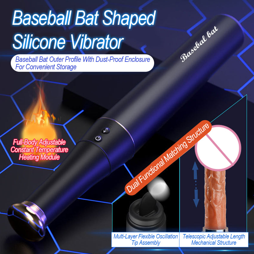 Baseball Bat Shaped Adjustable Length Silicone Vibrator With Temperature Control & Multi-Layer Oscillation Contact Structure For Adult Personal Matching Use