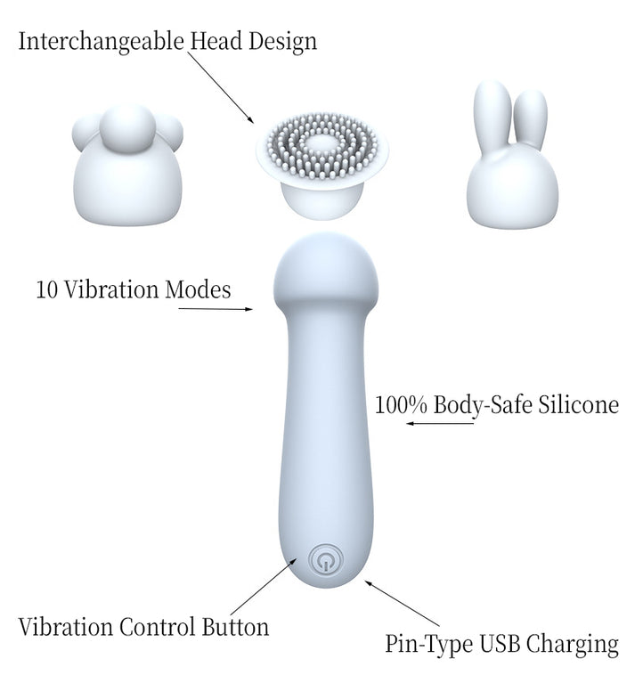 Multi-head Combined Vibrator, Portable Quiet Intimate Toy for Dorm & Travel Use — view 2