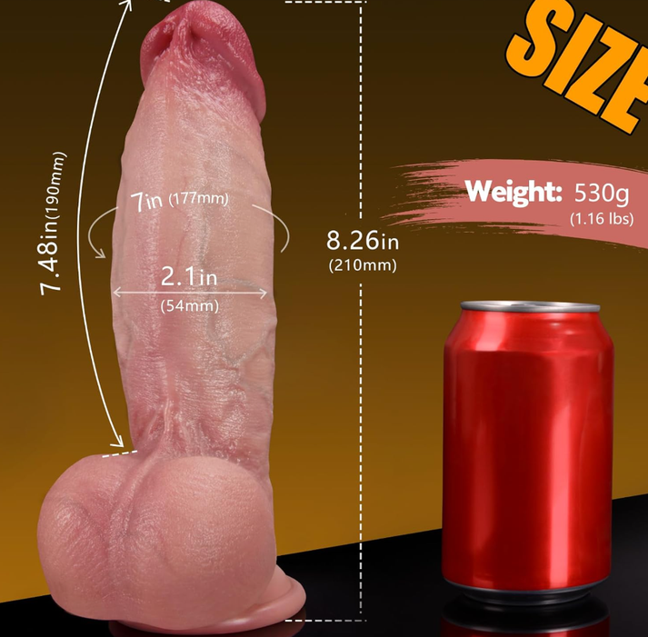 7 Inch Girth Huge Thick Dildo, Real Skin Dual Density Silicone Dildos with Strong Suction Cup for Hands-Free Play