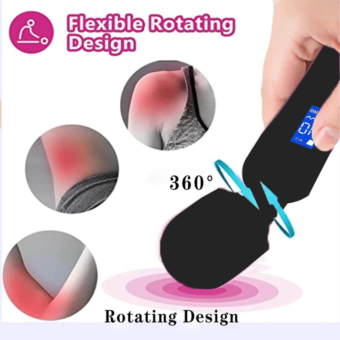 Seductiva wireless powerful silicone wand massager — handheld black wand with digital display and control buttons (product in hand)