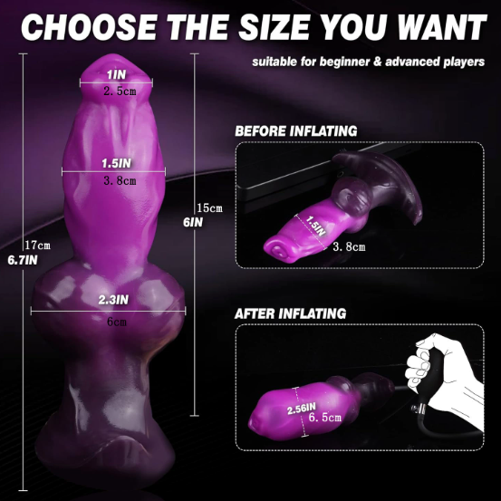 Inflatable Dildo Dog Knot Dildo, 1.5 to 2.5 Expanding - additional view