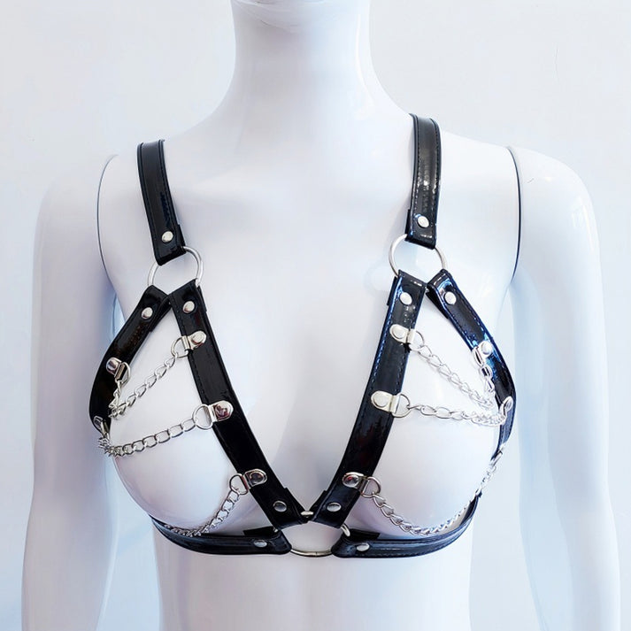 Open-Back Chain Patent Leather Lingerie — view 4