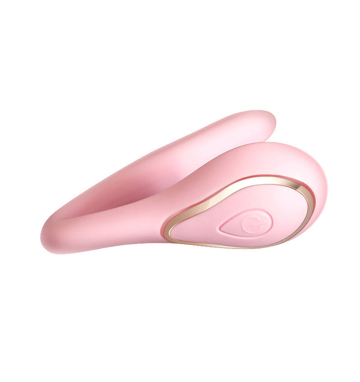 Dual-ended vibrator with curved G-spot shaft and oral-style clitoral stimulator head