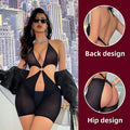 Sexy See-Through Uniform One-Piece Mesh Pants and Tights Women's European and American Spliced Lace-Up Mesh Clothing — view 3