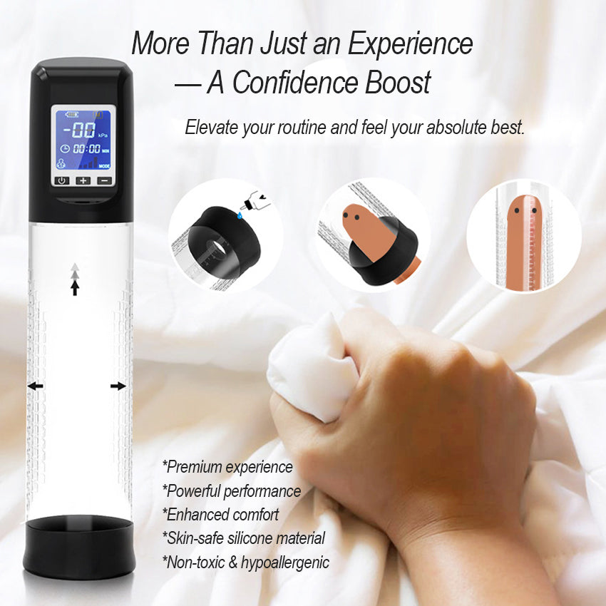 Adjustable Auto-Vacuum Suction Training Masturbator with ABSPC Body, Silicone Sleeve & LCD Display