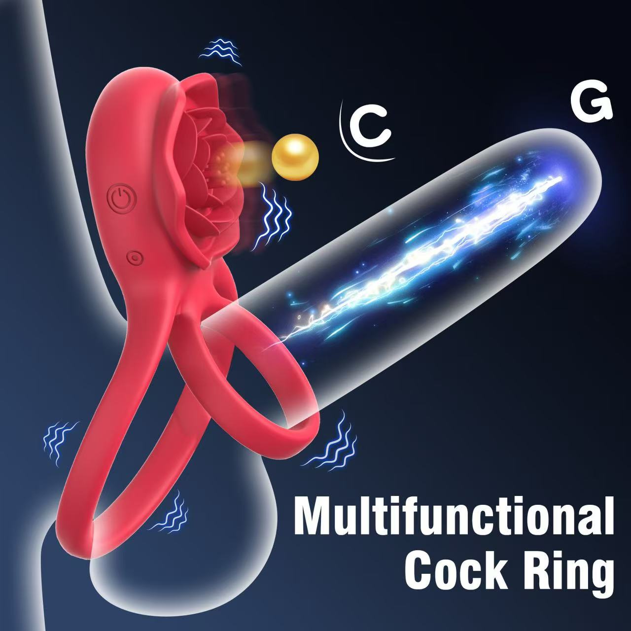 Multi Functional Double Penis Cock Rings with Remote - extra detail view