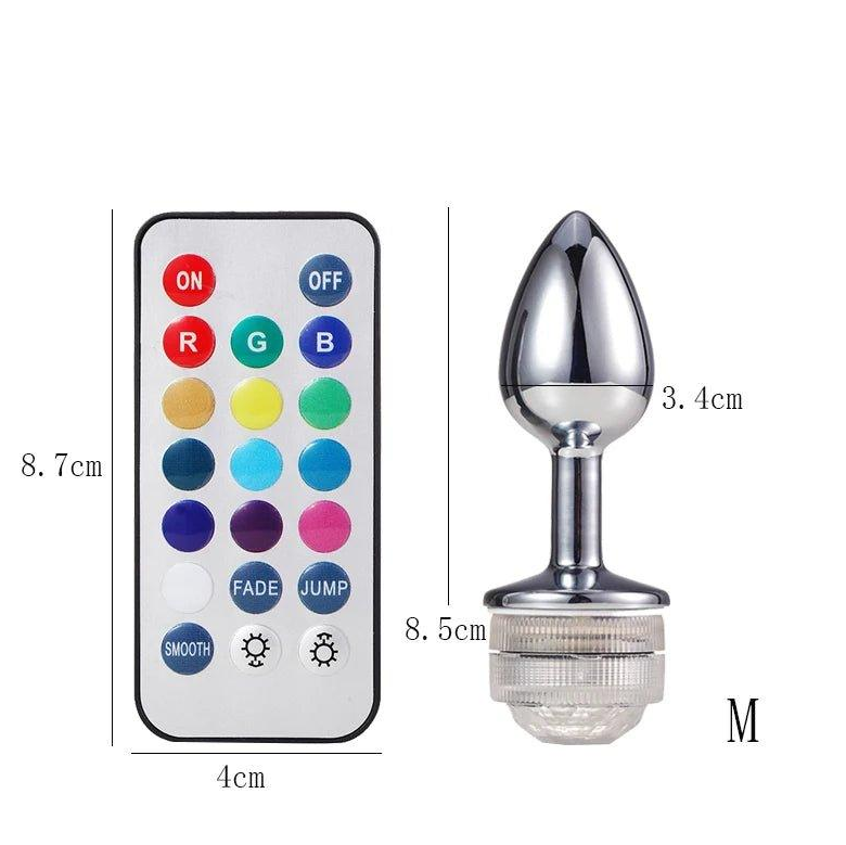 Wireless Remote Control Metal Luminous Anal Plug Prostate Massage Butt Plug with LED Anal Tail Sex Toy Adult Products for Women