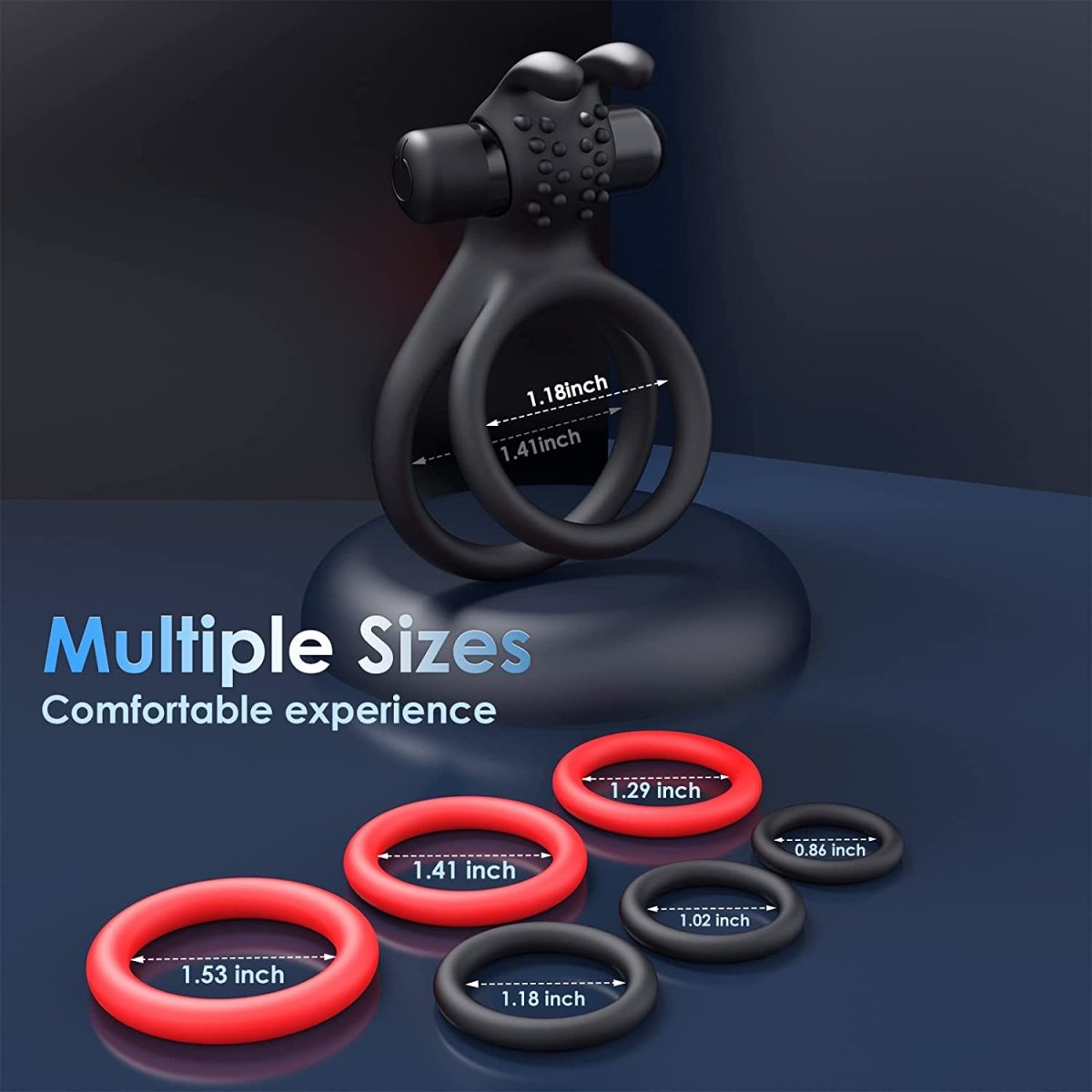 7 Different Sizes Soft Silicone Penis Ring with Vibration - additional product image