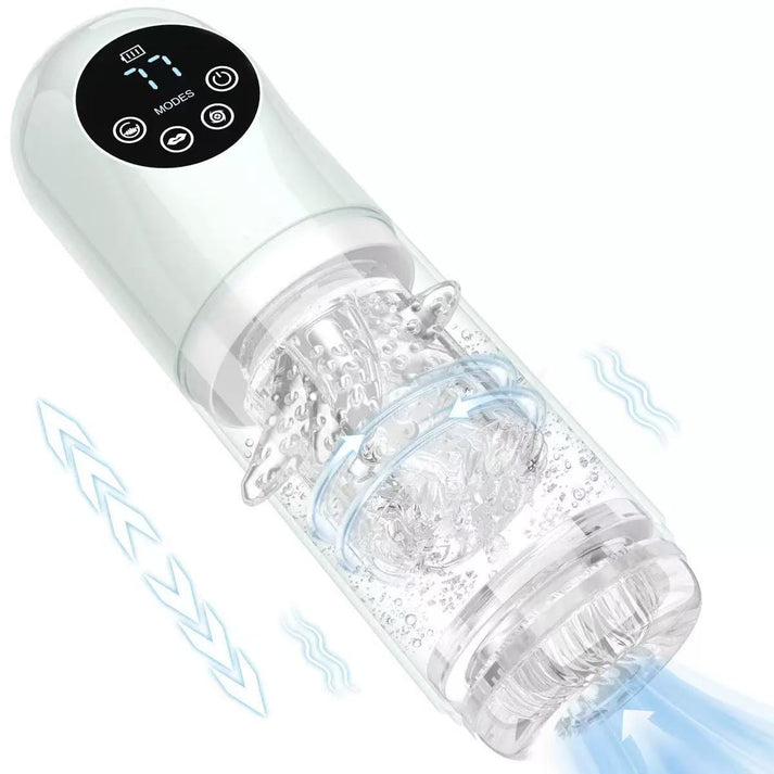 7-frequency telescopic rotating male masturbator cup