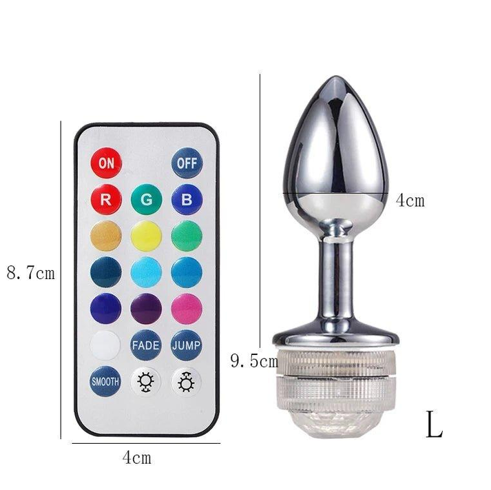 Wireless Remote Control Metal Luminous Anal Plug Prostate Massage Butt Plug with LED Anal Tail Sex Toy Adult Products — view 2