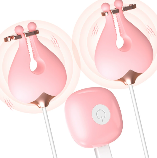 Vibrating nipple clamps with breast massage