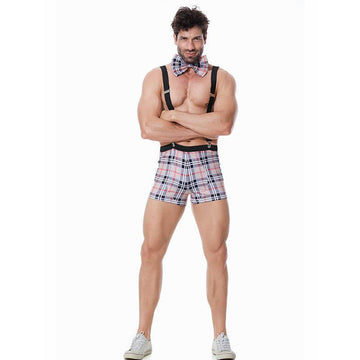Polyester Men's Suspender Themed Cosplay Costume, Stretch Outfit For Adult Male Role Play Party Gatherings