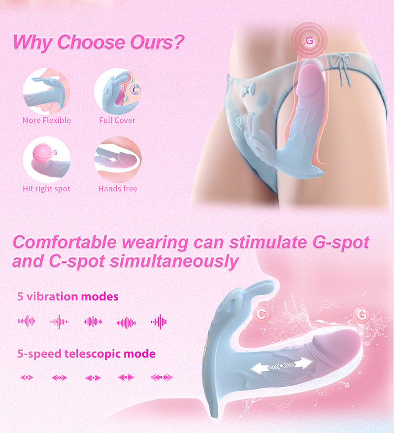 APP Dual Vibration Telescopic Rabbit Invisible Wearable Vibrator Egg Massage Vibrating Stick — view 5