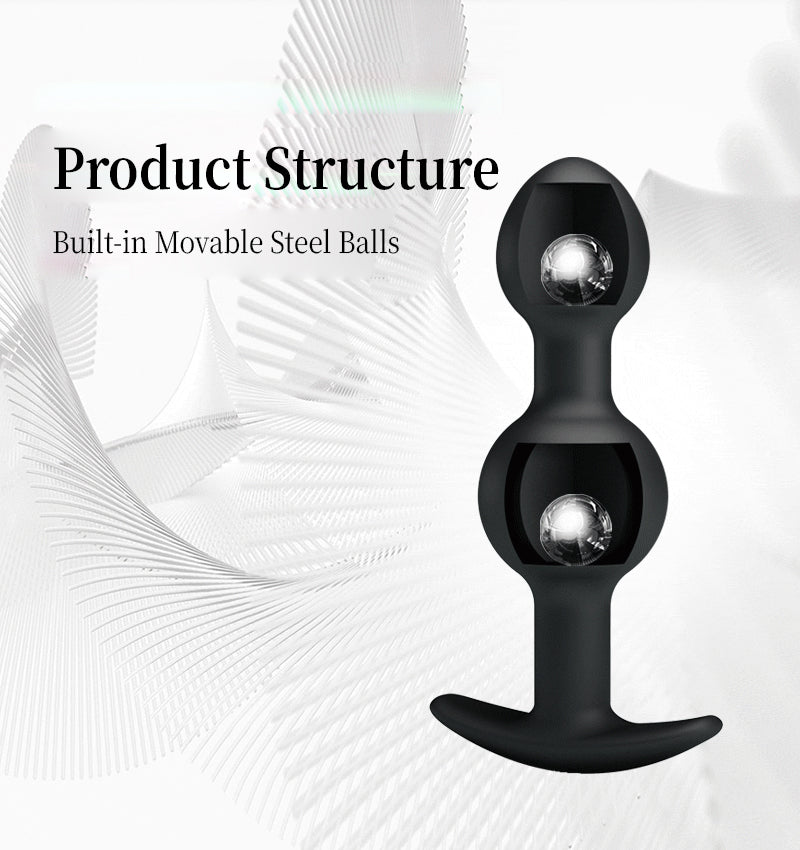Male Beaded Vibrating Anal Plug with Built-in Steel Balls
