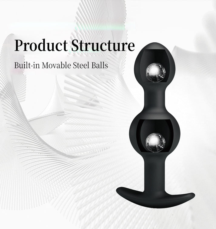 Male Beaded Vibrating Anal Plug with Built-in Steel Balls — view 2