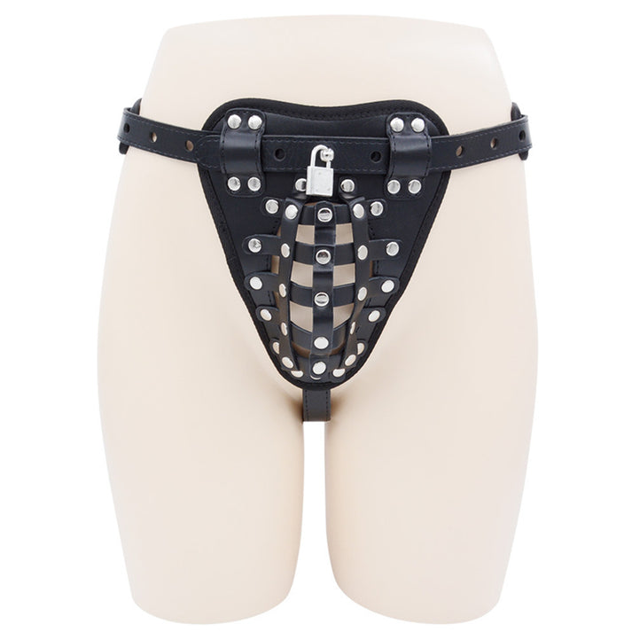 Lockable Leather Chastity Pouch with Strap — view 5