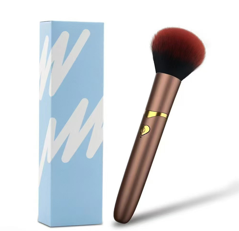 Makeup brush-shaped vibrator with tapered bristle head
