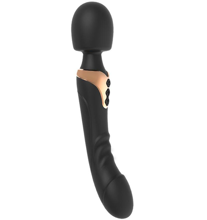 Double-ended silicone G-spot dildo vibrator with contoured heads