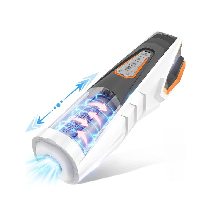 Automatic male masturbator with thrusting and rotation modes