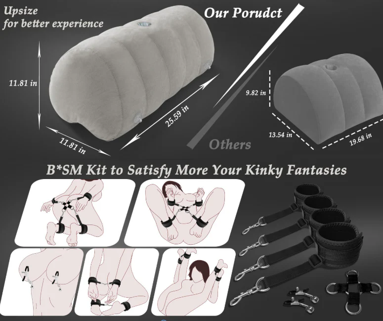 Heart Shaped Inflatable Bedroom Dildo ，upsize Pillow with - extra detail view