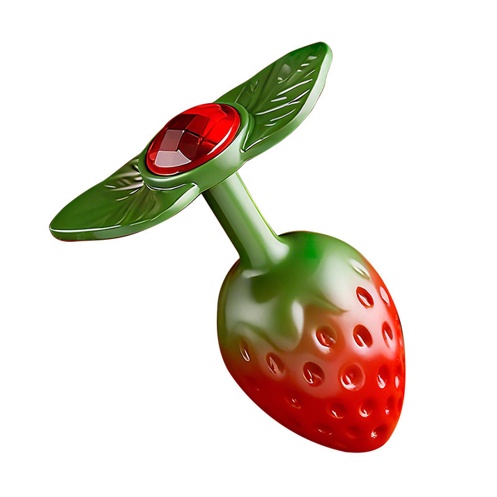 Polished aluminium alloy strawberry-shaped butt plug with smooth surface