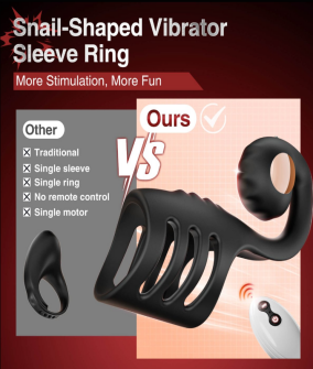 CASE|Multi Stimulation Snail-Shaped Penis Sleeve Ring with 10 Vibrating — view 6