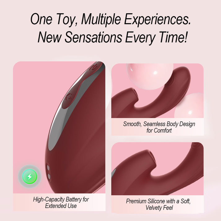 Silicone Vibrator with Suction & Clitoral Stimulation — view 6