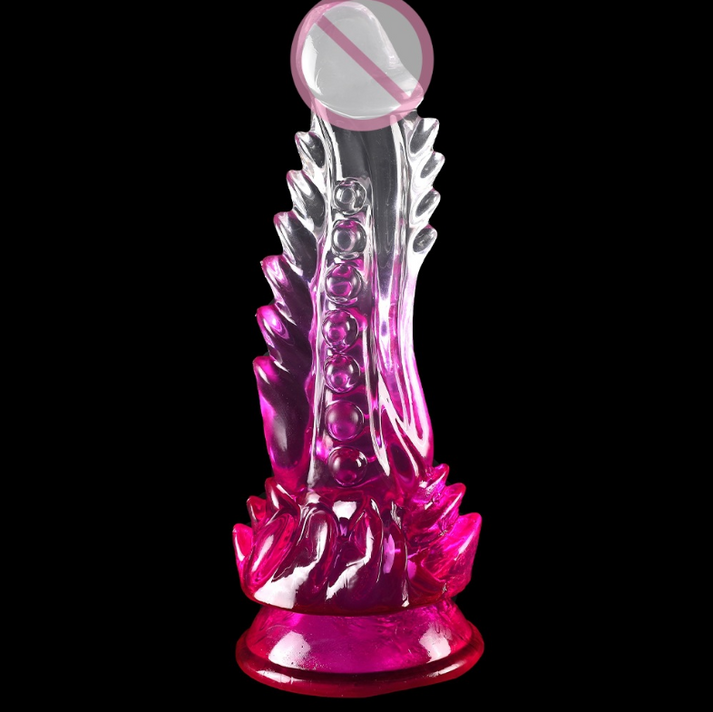Transparent gradient color soft spiny suction cup shaped dildo — view 2