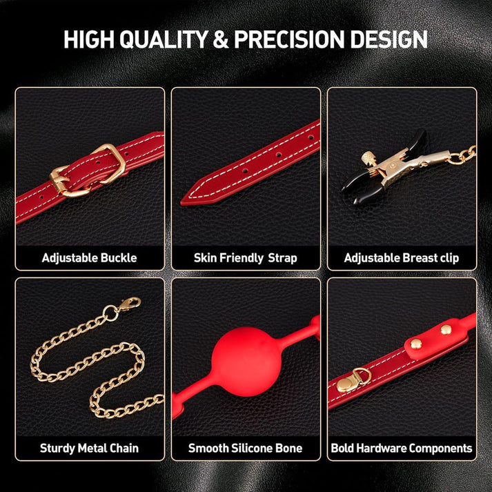 SM silicone solid rose mouth balls and Nipple clamps — view 2
